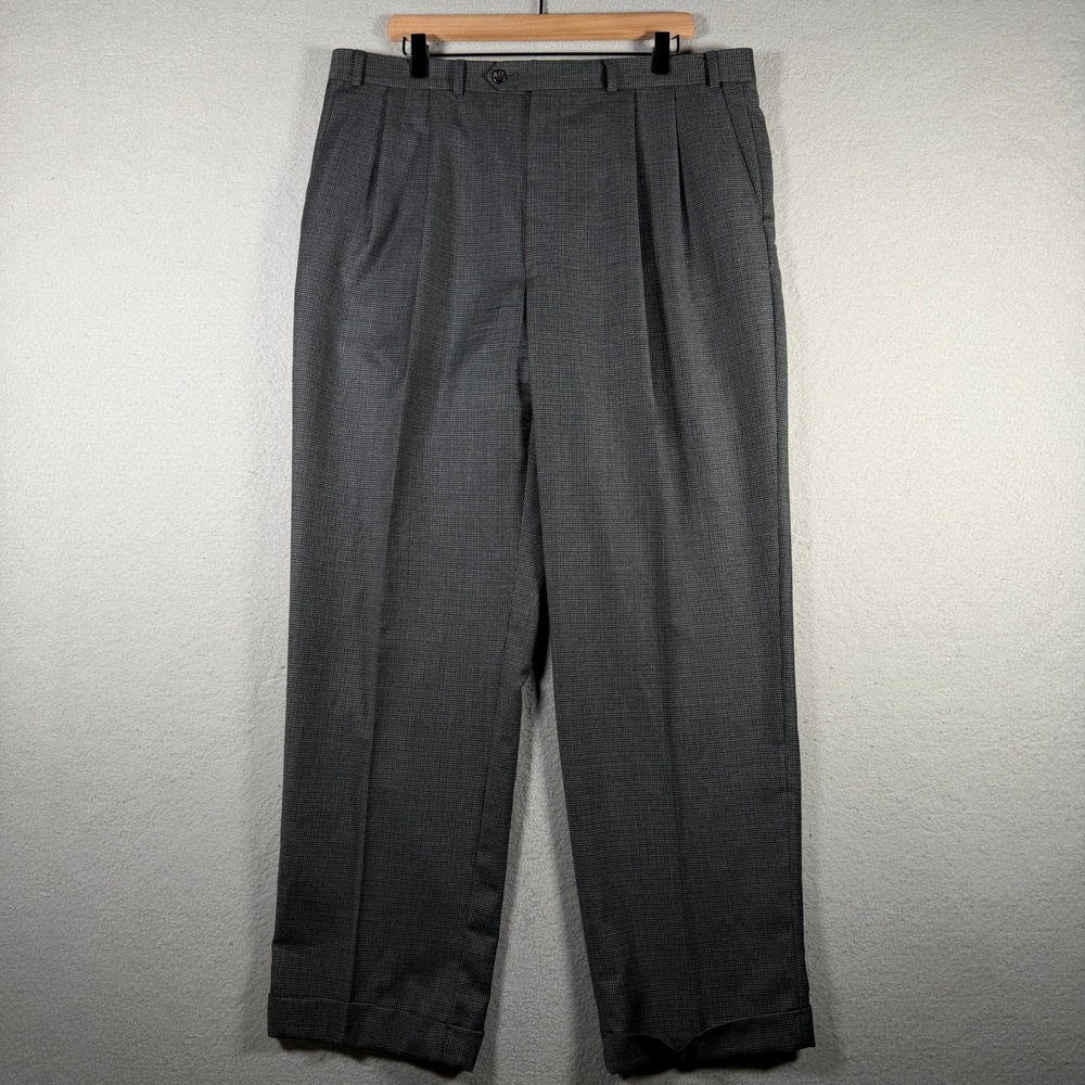 Lauren Ralph Lauren Wool Cashmere Pleated Dress Pants Grey 36x32 Made in Canada